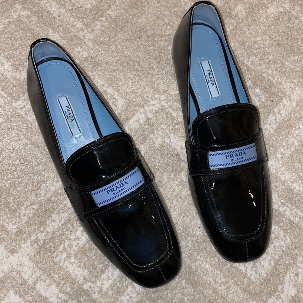 PRADA black loafers patent leather